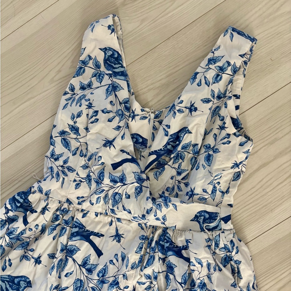 ModCloth Bea & Dot Blue Bird V Neck Dress - Picture 4 of 7